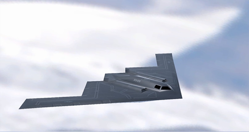 Super low-poly 3D model of a typical Stealth Bomber.